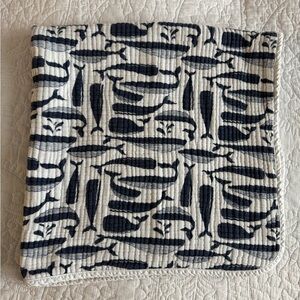 Serena & Lily Navy and Cream Whale Muslin Blanket